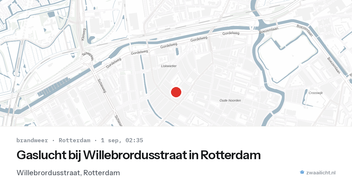 Gaslucht bij Willebrordusstraat in Rotterdam — 1 sep 2026