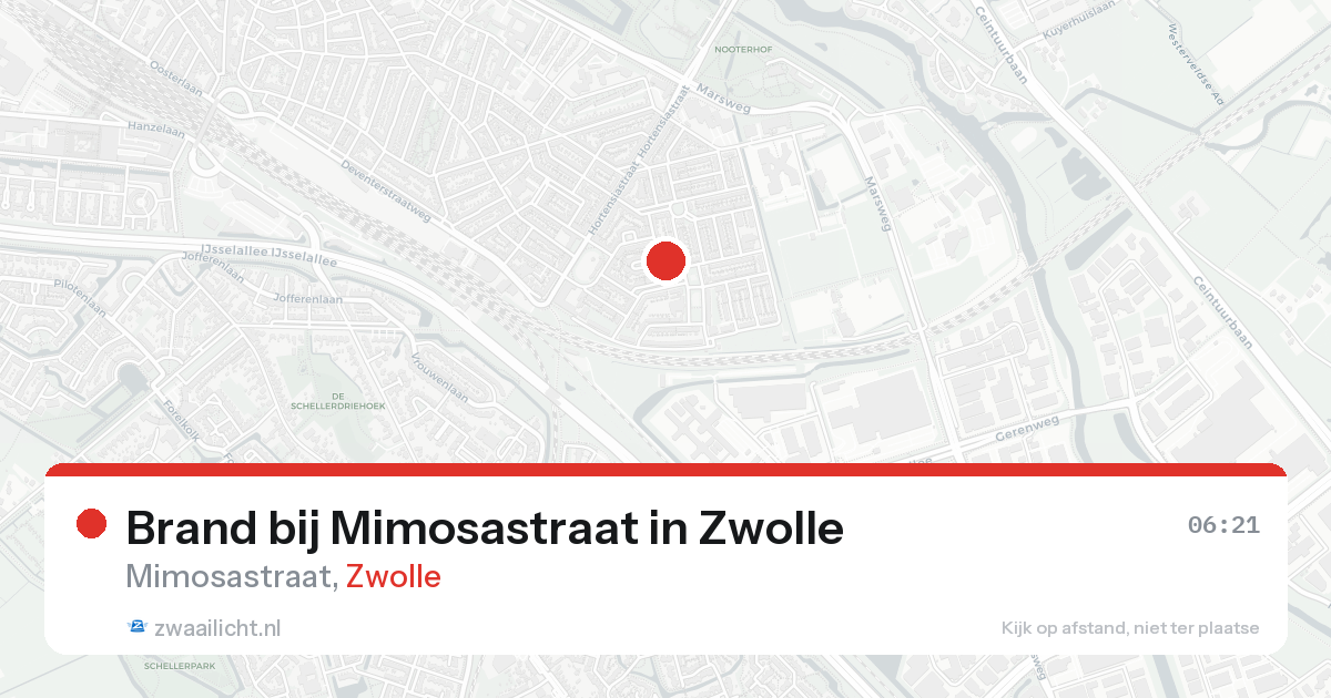Brand bij Mimosastraat in Zwolle — 16 aug 2026