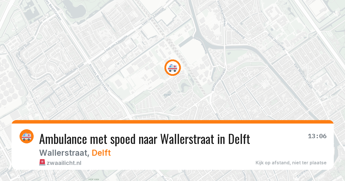 Ambulance met spoed naar Wallerstraat in Delft — 10 aug 2026
