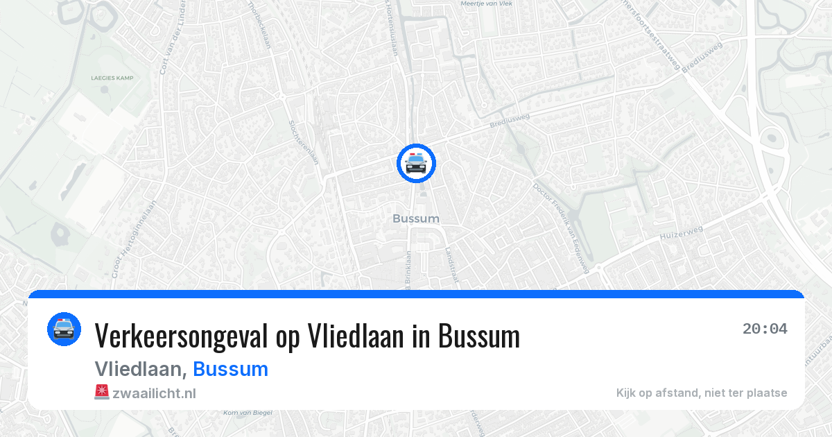 Verkeersongeval op Vliedlaan in Bussum — 4 mei 2026