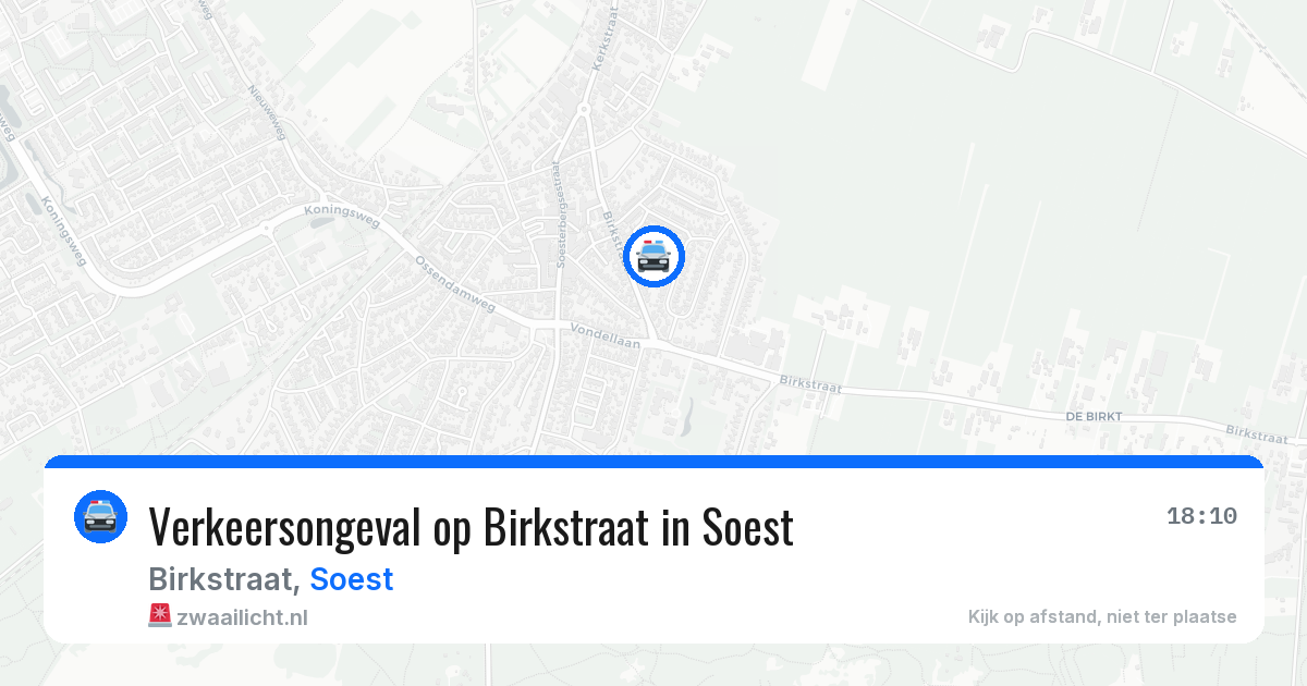 Verkeersongeval op Birkstraat in Soest — 6 jul 2026
