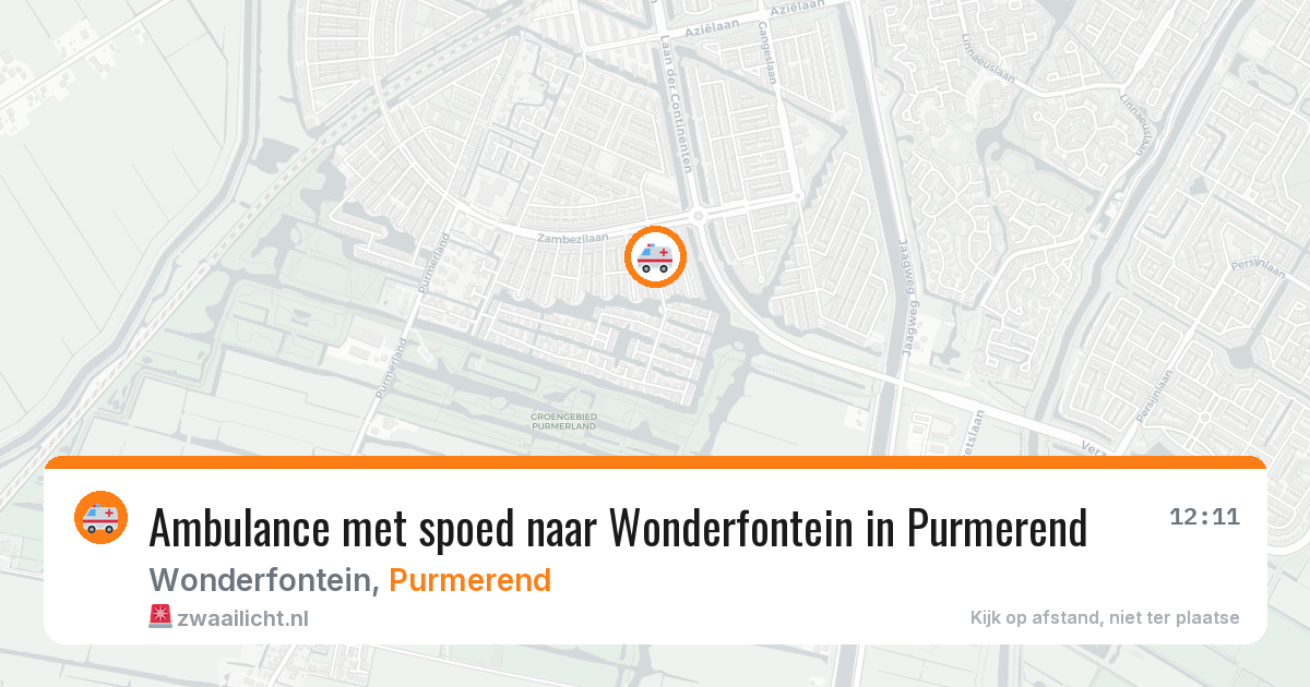 Ambulance met spoed naar Wonderfontein in Purmerend — 26 mrt 2026