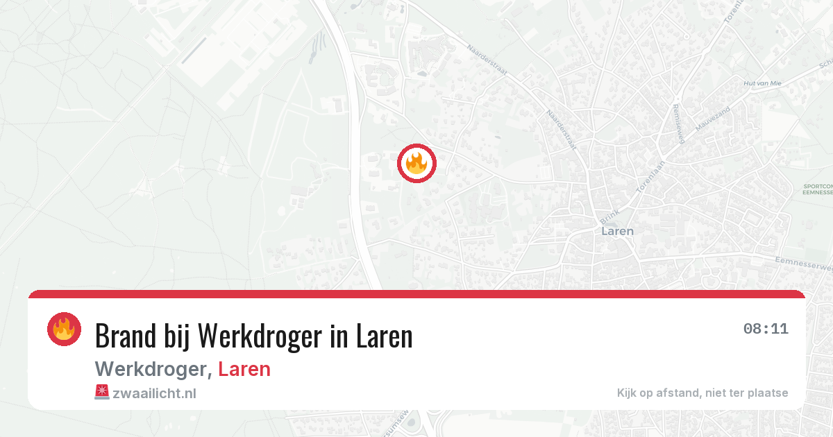 Brand bij Werkdroger in Laren — 28 jun 2026