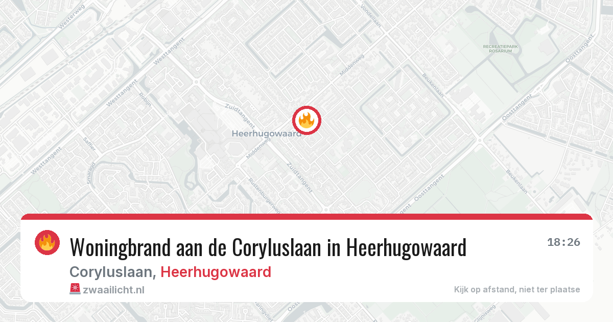 Woningbrand aan de Coryluslaan in Heerhugowaard — 26 mrt 2026