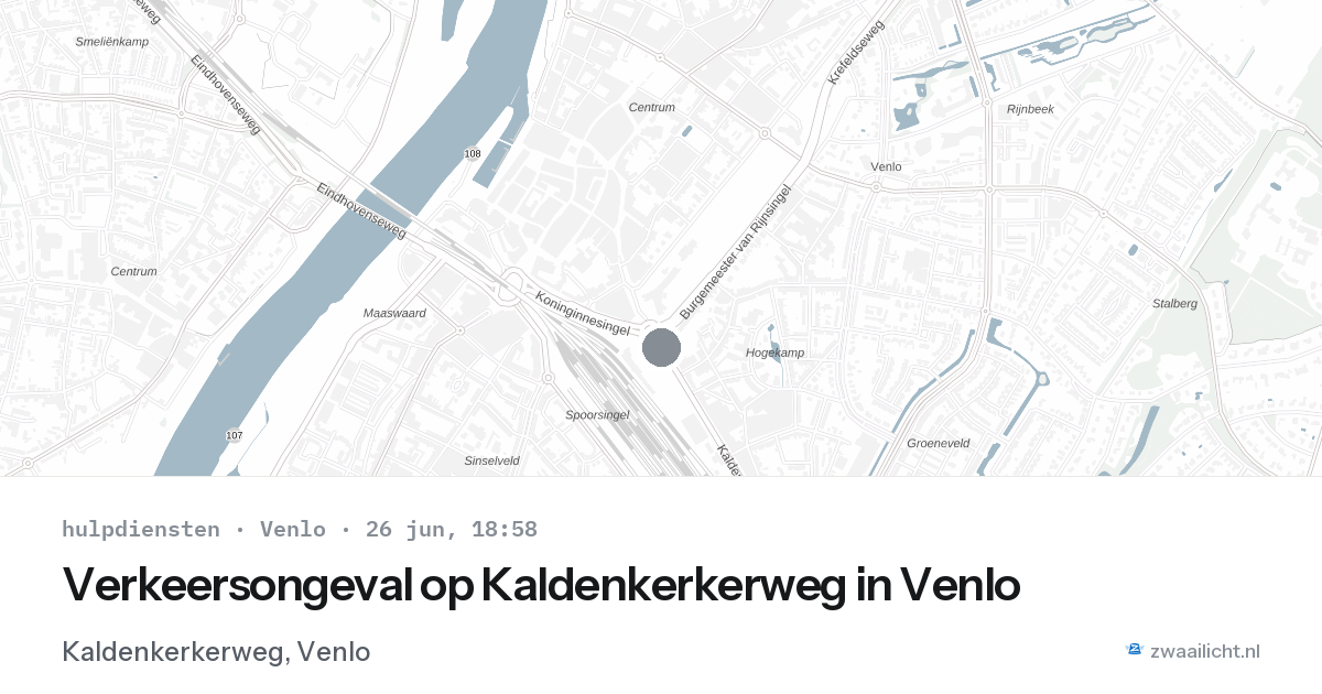 Verkeersongeval op Kaldenkerkerweg in Venlo — 26 jun 2026