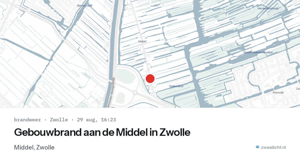 Gebouwbrand aan de Middel in Zwolle — 29 aug 2026