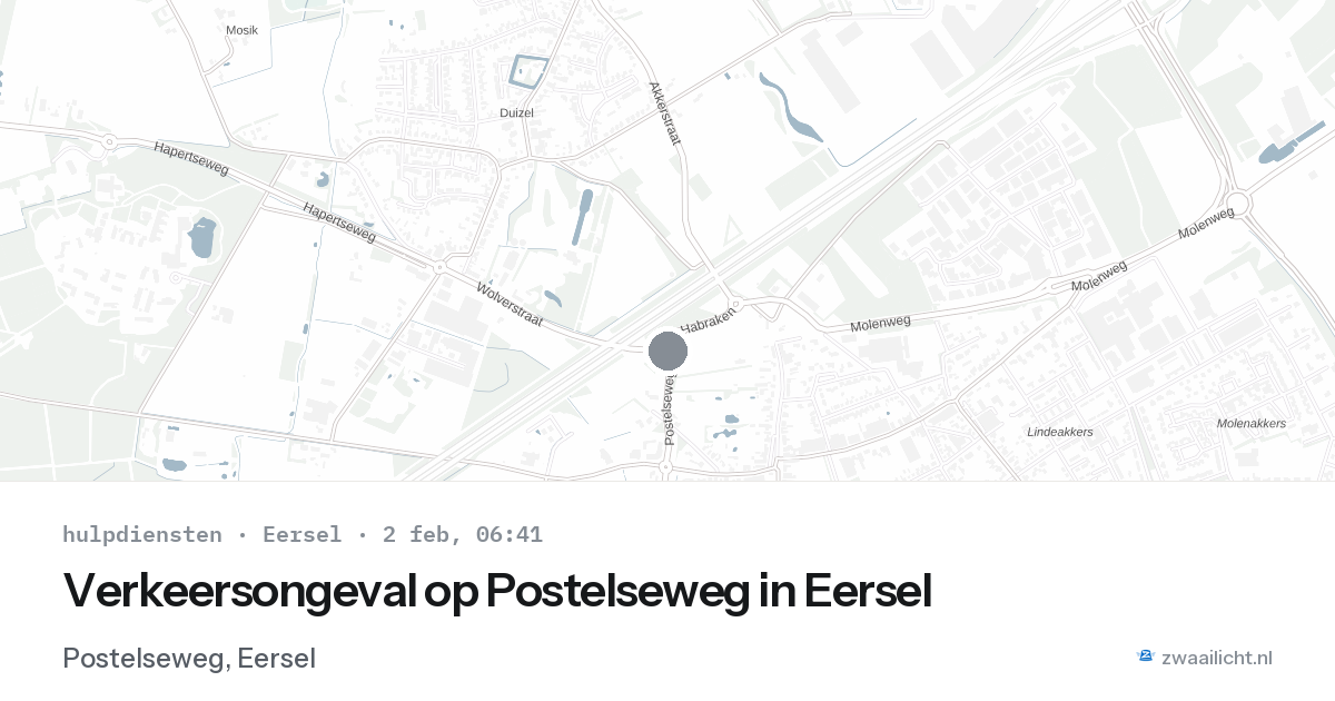 Verkeersongeval op Postelseweg in Eersel — 2 feb 2026