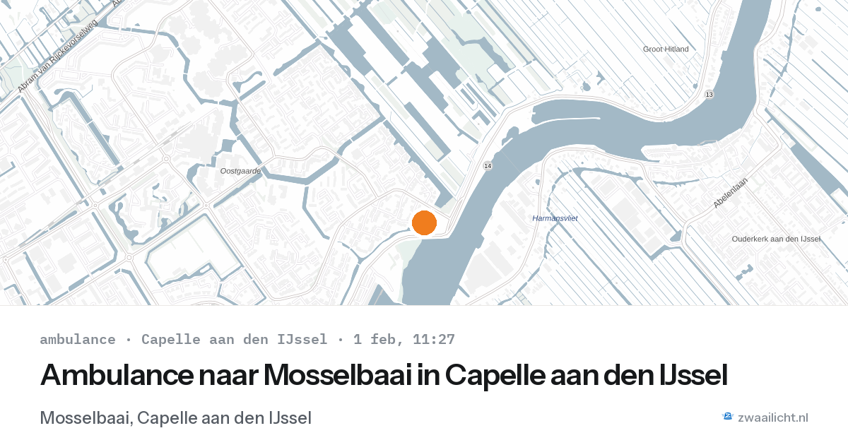 Ambulance naar Mosselbaai in Capelle aan den IJssel — 1 feb 2026