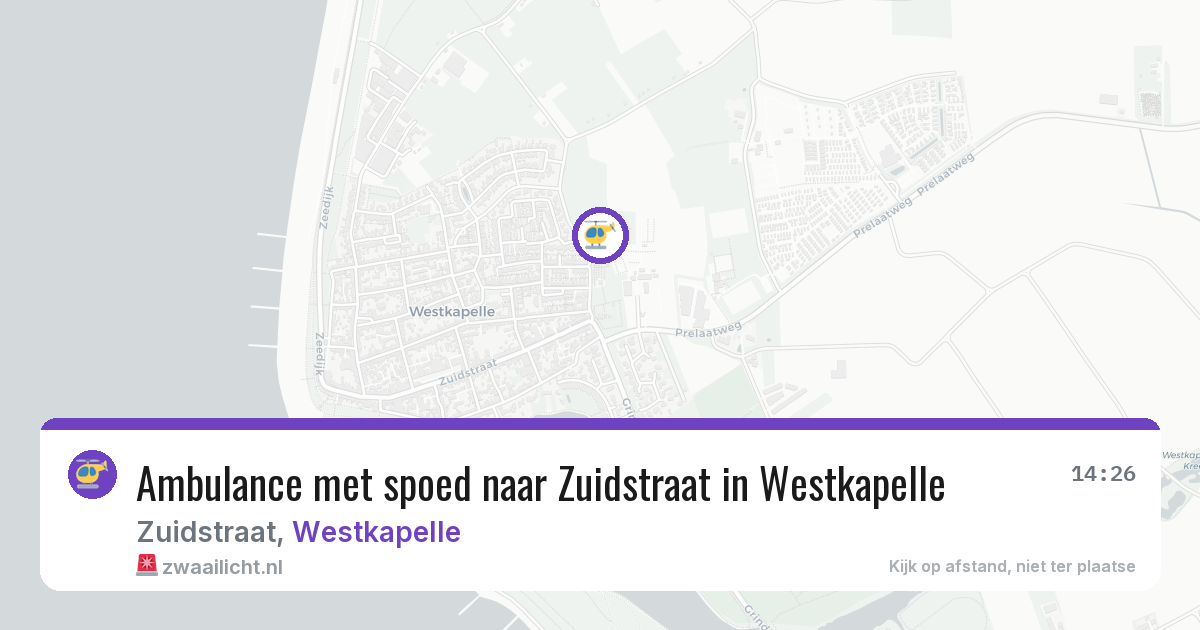 Ambulance met spoed naar Zuidstraat in Westkapelle — 4 jul 2026