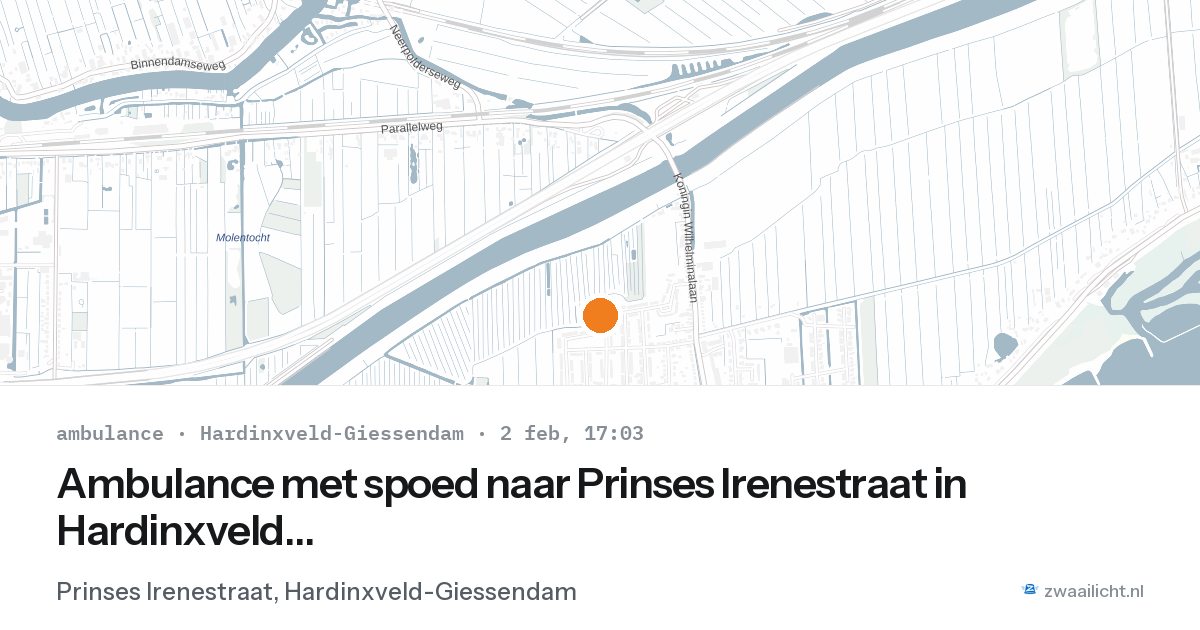 Ambulance met spoed naar Prinses Irenestraat in Hardinxveld-Giessendam — 2 feb 2026