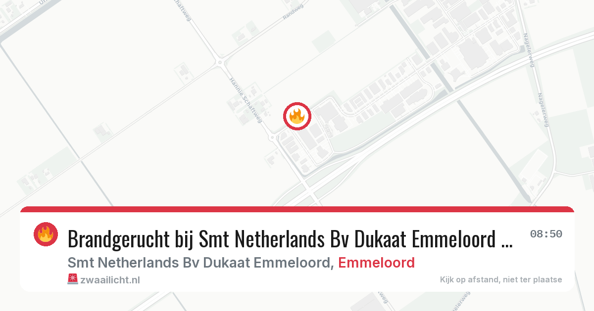Brandgerucht bij Smt Netherlands Bv Dukaat Emmeloord in Emmeloord — 29 mei 2026