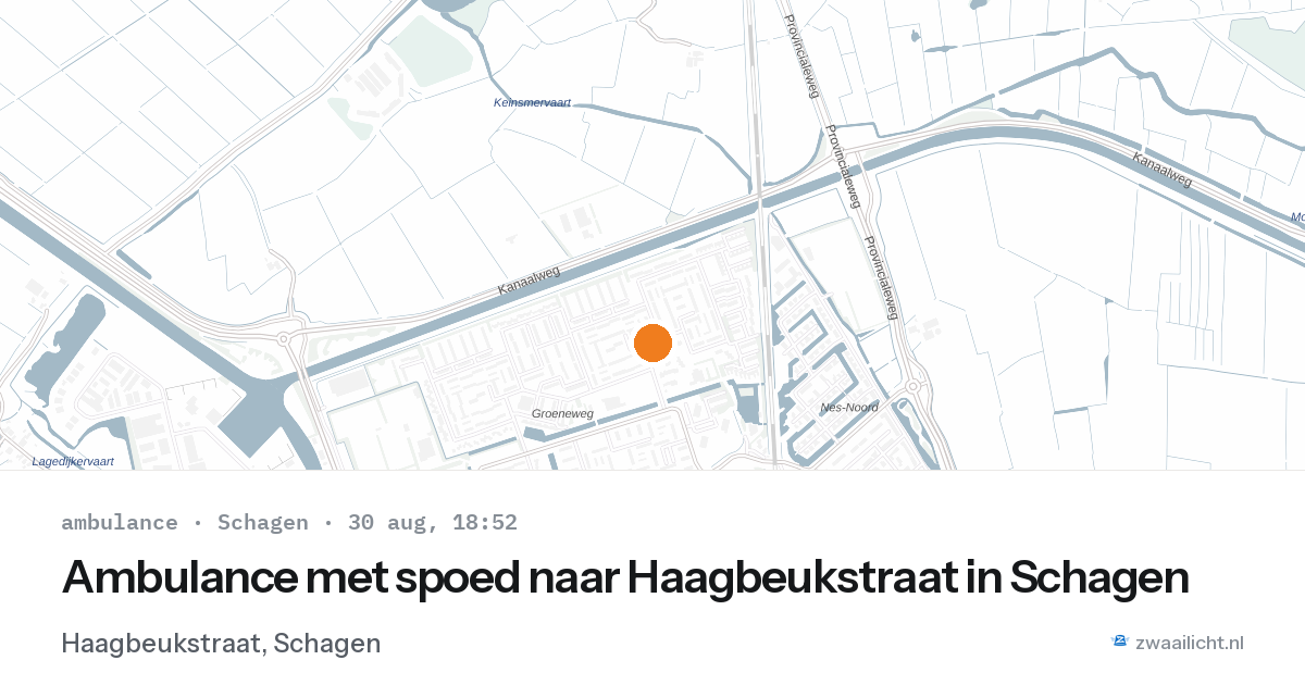 Ambulance met spoed naar Haagbeukstraat in Schagen — 30 aug 2026