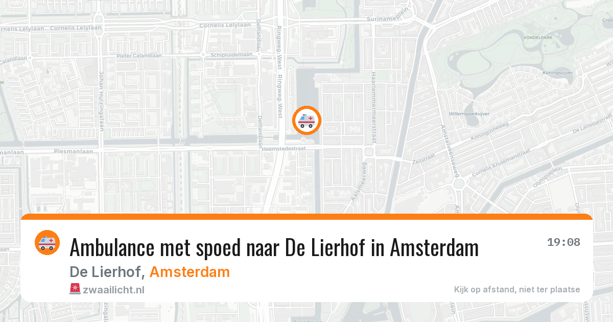 Ambulance met spoed naar De Lierhof in Amsterdam — 14 aug 2026