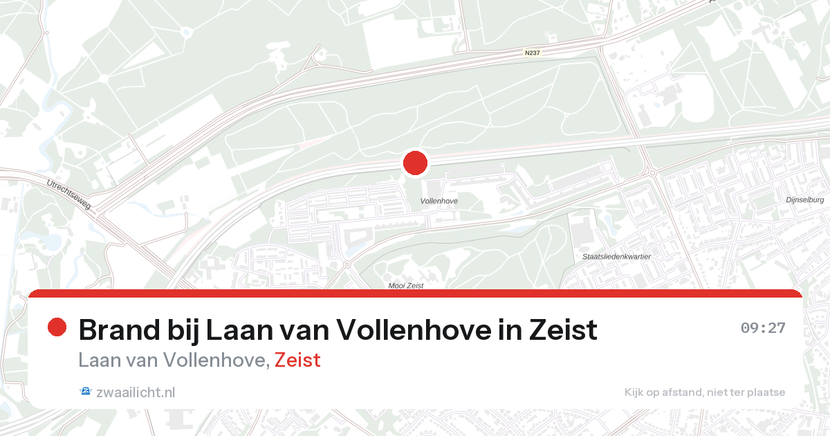 Brand bij Laan van Vollenhove in Zeist — 27 aug 2026