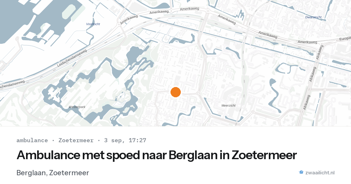 Ambulance met spoed naar Berglaan in Zoetermeer — 3 sep 2026