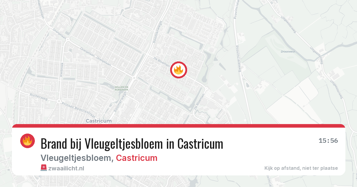 Brand bij Vleugeltjesbloem in Castricum — 26 jul 2026