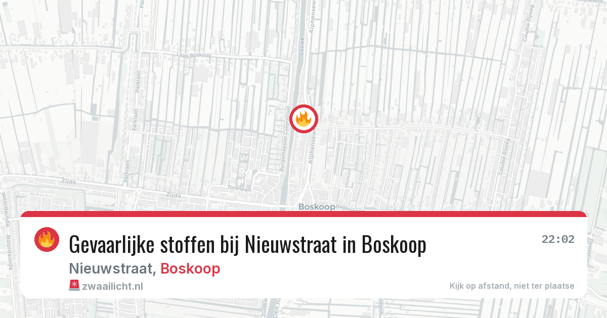 Gevaarlijke stoffen bij Nieuwstraat in Boskoop — 9 aug 2026