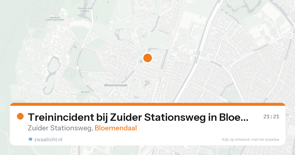 Treinincident bij Zuider Stationsweg in Bloemendaal — 23 aug 2026