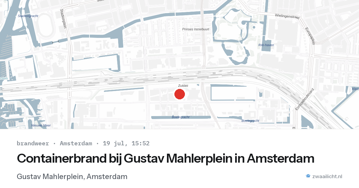 Containerbrand bij Gustav Mahlerplein in Amsterdam — 19 jul 2026
