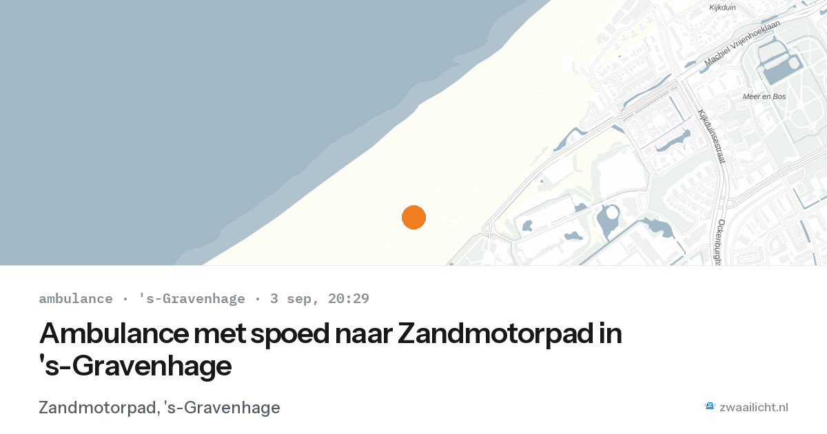 Ambulance met spoed naar Zandmotorpad in 's-Gravenhage — 3 sep 2026