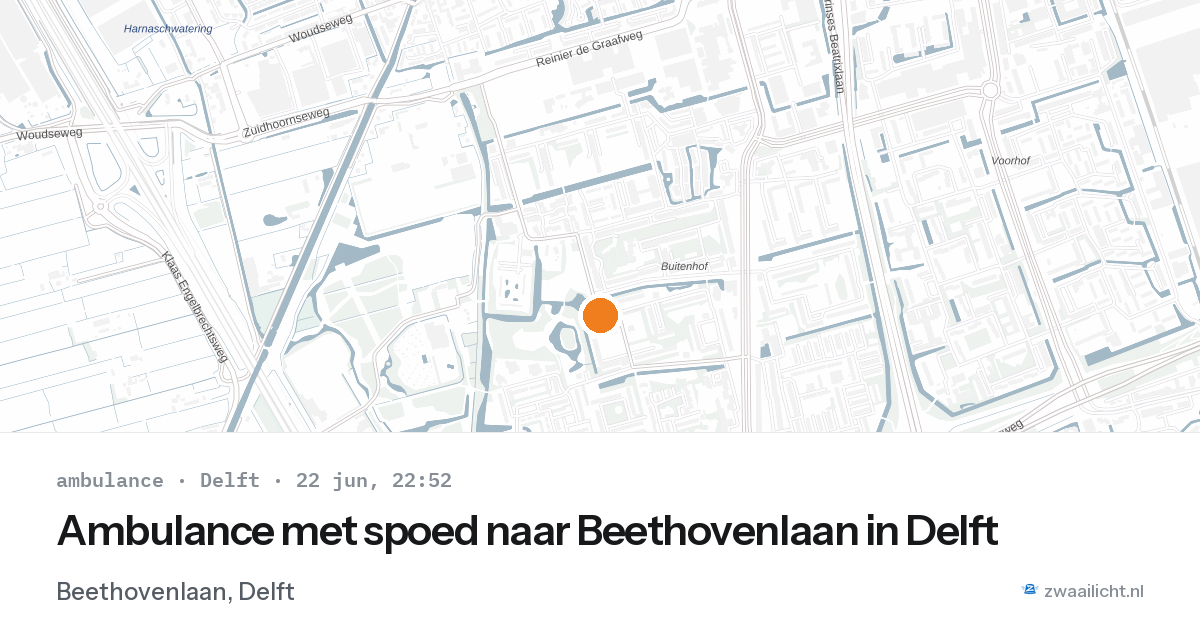Ambulance met spoed naar Beethovenlaan in Delft — 22 jun 2026