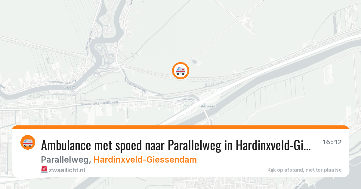 Ambulance met spoed naar Parallelweg in Hardinxveld-Giessendam — 25 apr 2026