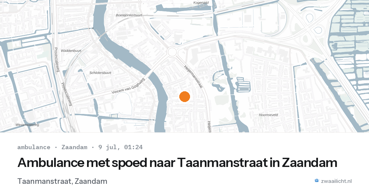 Ambulance met spoed naar Taanmanstraat in Zaandam — 8 jul 2026