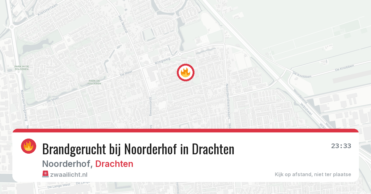 Brandgerucht bij Noorderhof in Drachten — 27 jun 2026