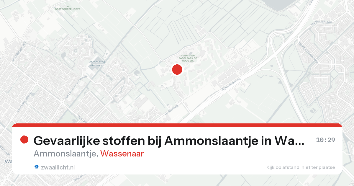 Gevaarlijke stoffen bij Ammonslaantje in Wassenaar — 19 aug 2026