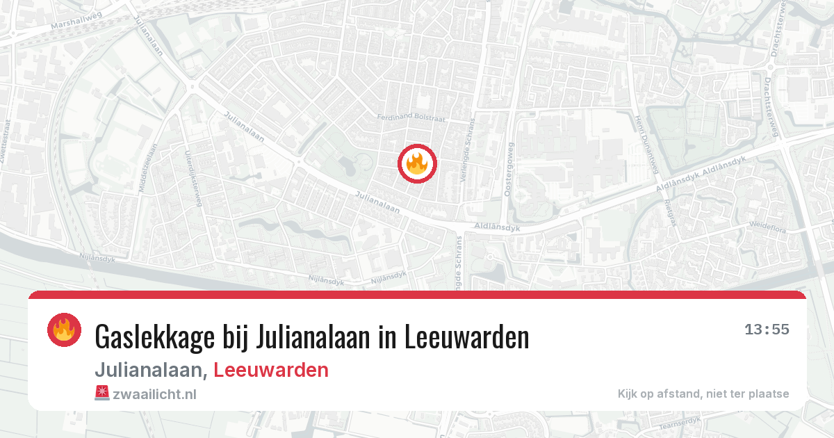 Gaslekkage bij Julianalaan in Leeuwarden — 11 jun 2026