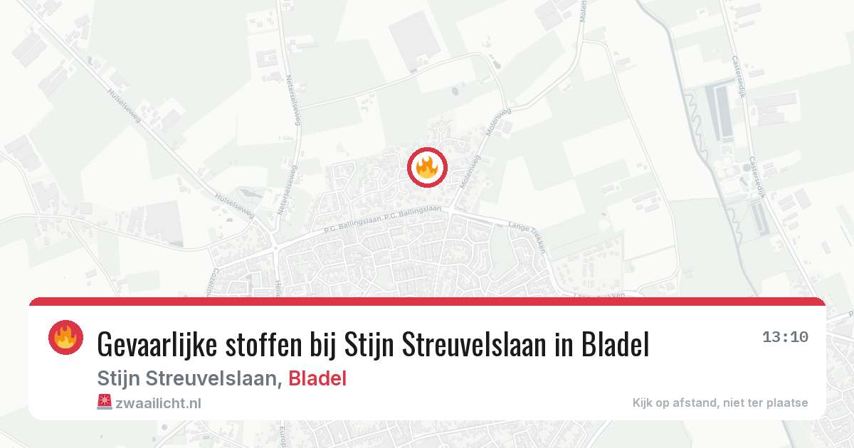 Gevaarlijke stoffen bij Stijn Streuvelslaan in Bladel — 10 apr 2026