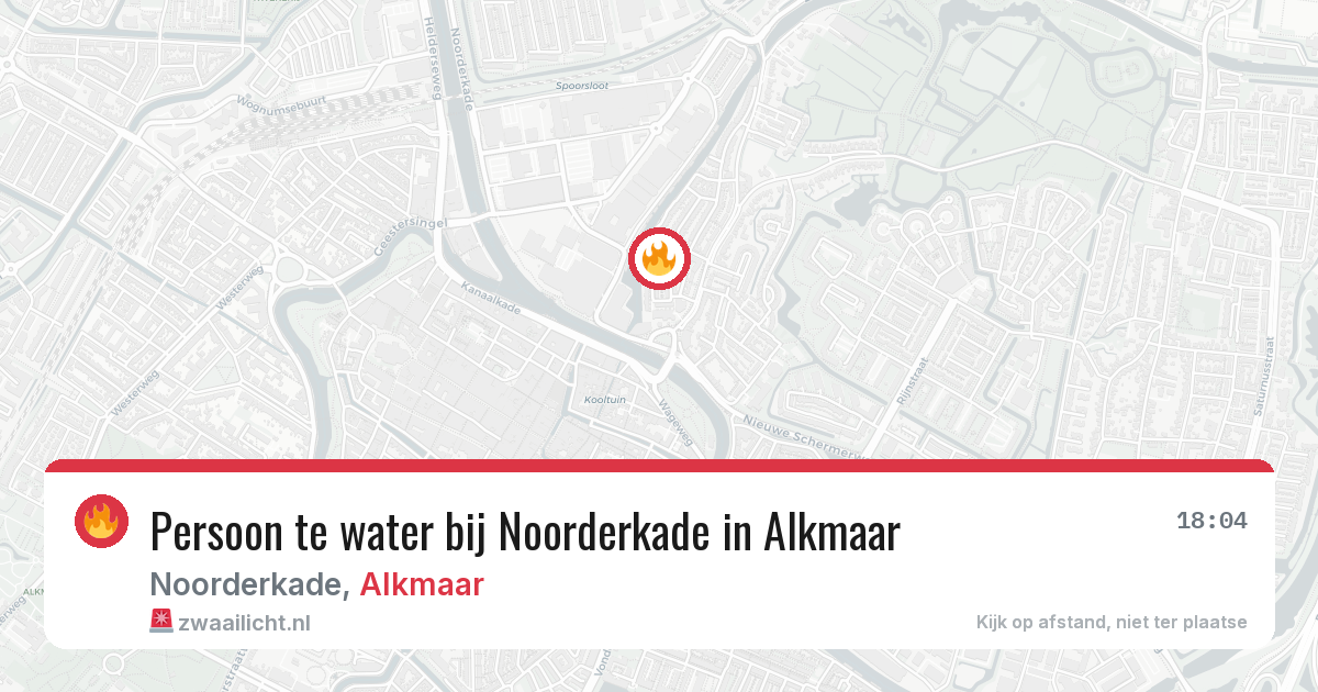 Persoon te water bij Noorderkade in Alkmaar — 13 mrt 2026