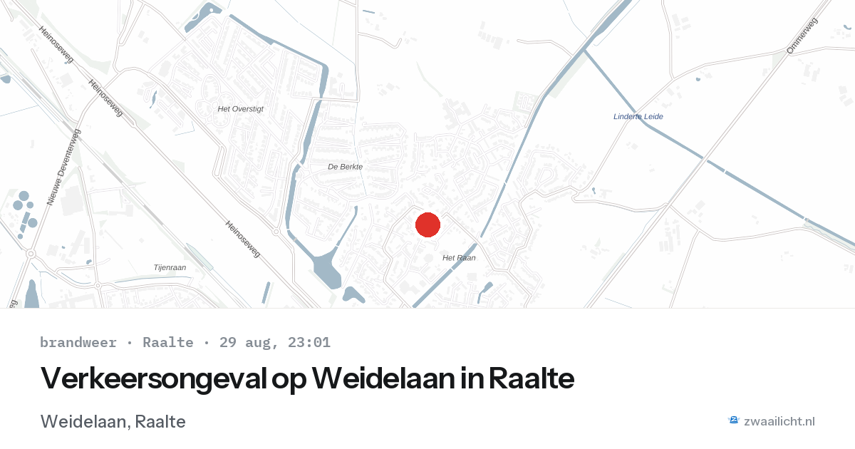 Verkeersongeval op Weidelaan in Raalte — 29 aug 2026