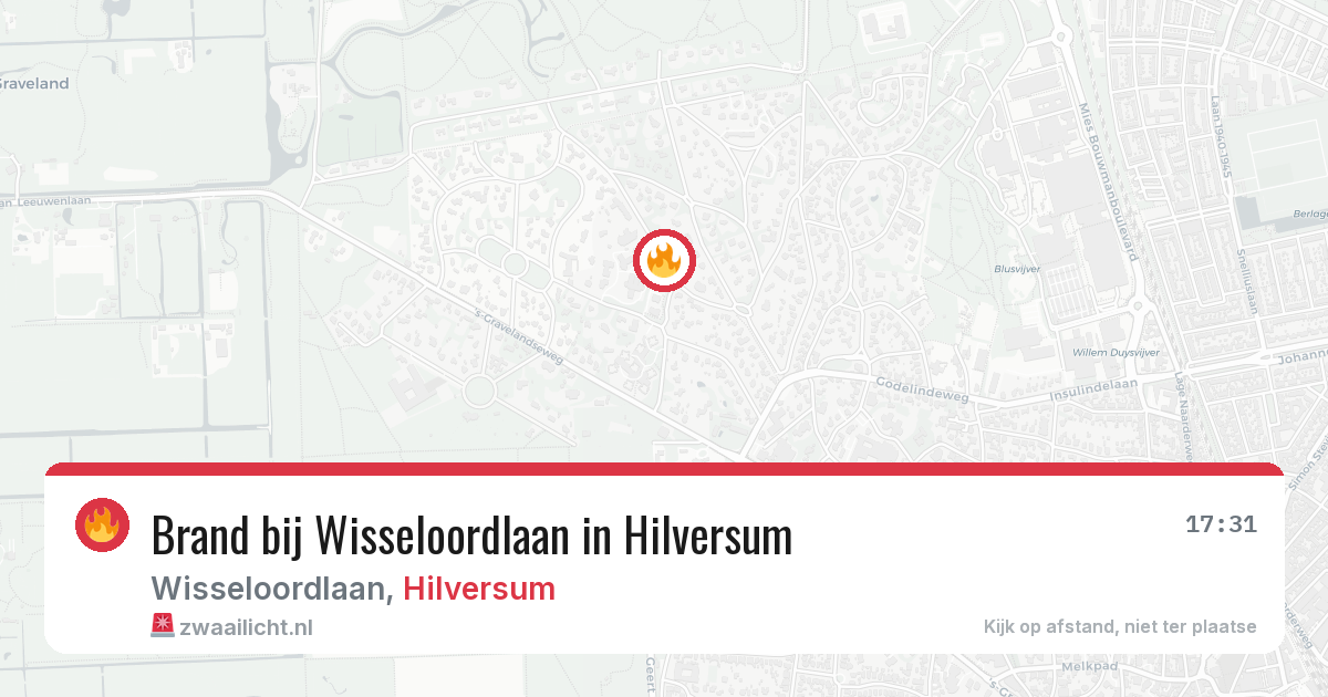 Brand bij Wisseloordlaan in Hilversum — 18 mrt 2026
