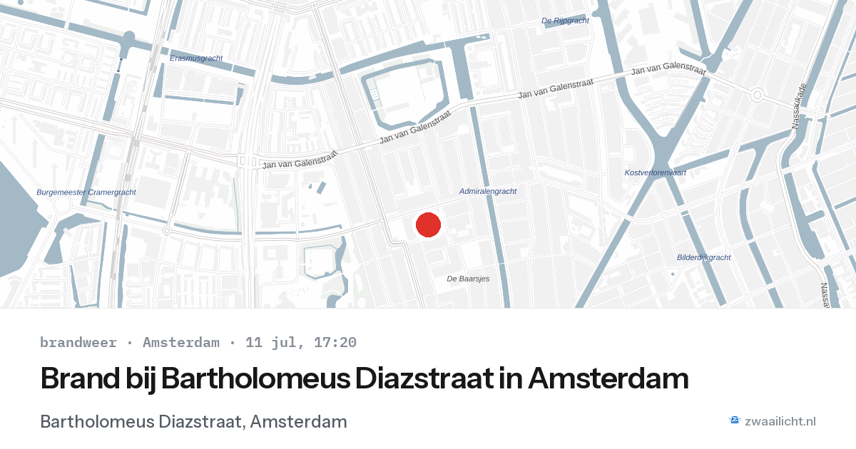 Brand bij Bartholomeus Diazstraat in Amsterdam — 11 jul 2026