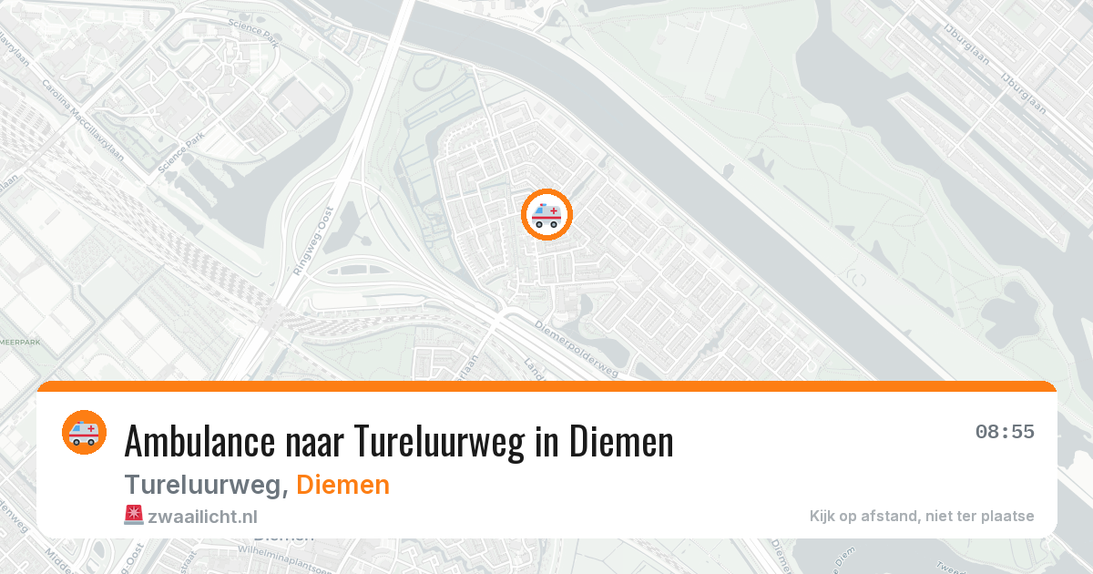 Ambulance naar Tureluurweg in Diemen — 8 aug 2026