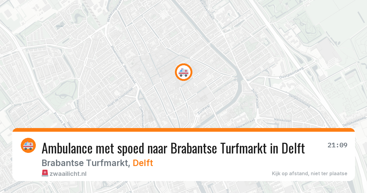 Ambulance met spoed naar Brabantse Turfmarkt in Delft — 8 jul 2026