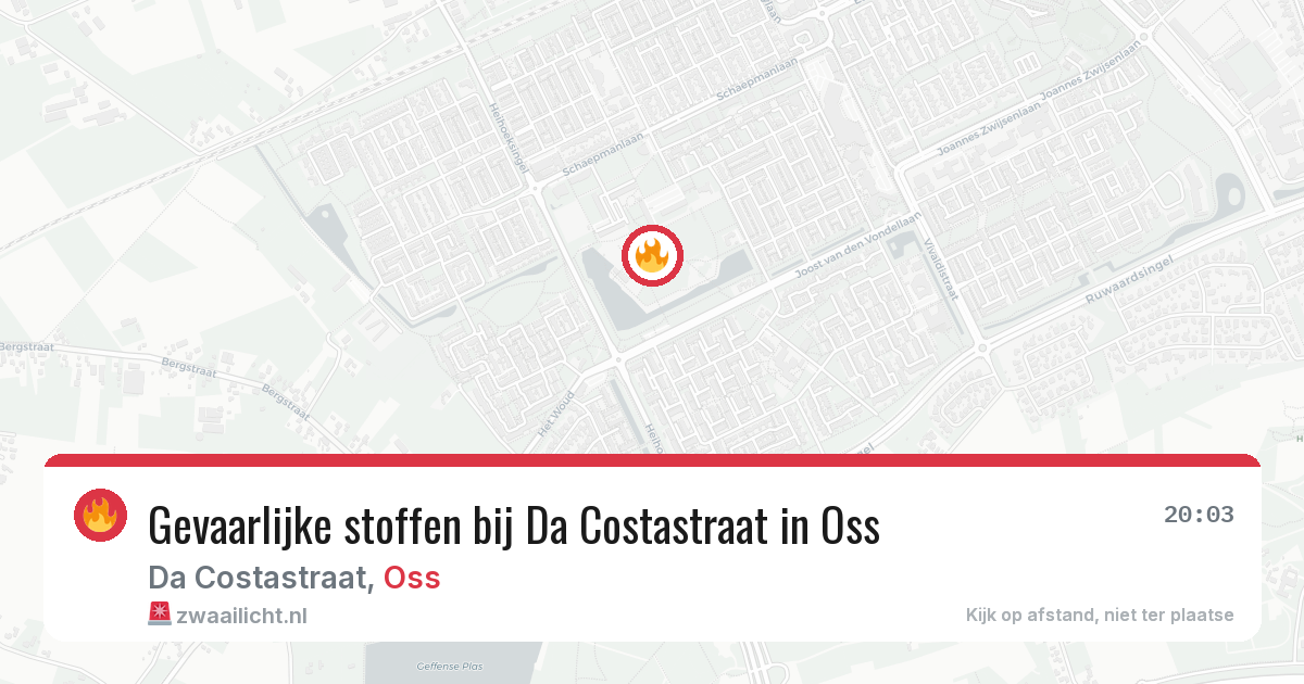 Gevaarlijke stoffen bij Da Costastraat in Oss — 12 jul 2026