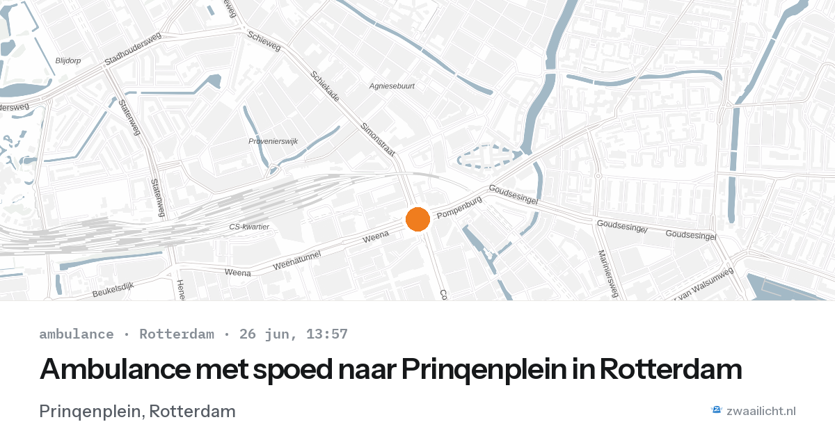 Ambulance met spoed naar Prinqenplein in Rotterdam — 26 jun 2026