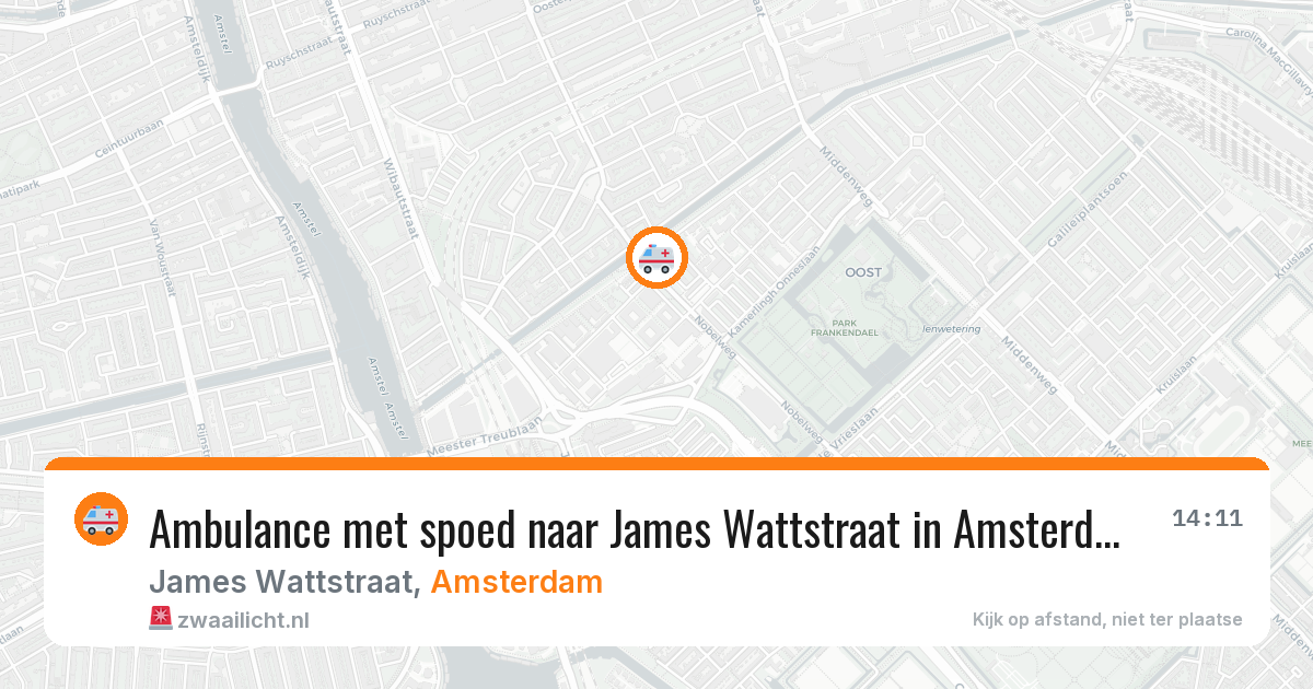 Ambulance met spoed naar James Wattstraat in Amsterdam — 12 aug 2026