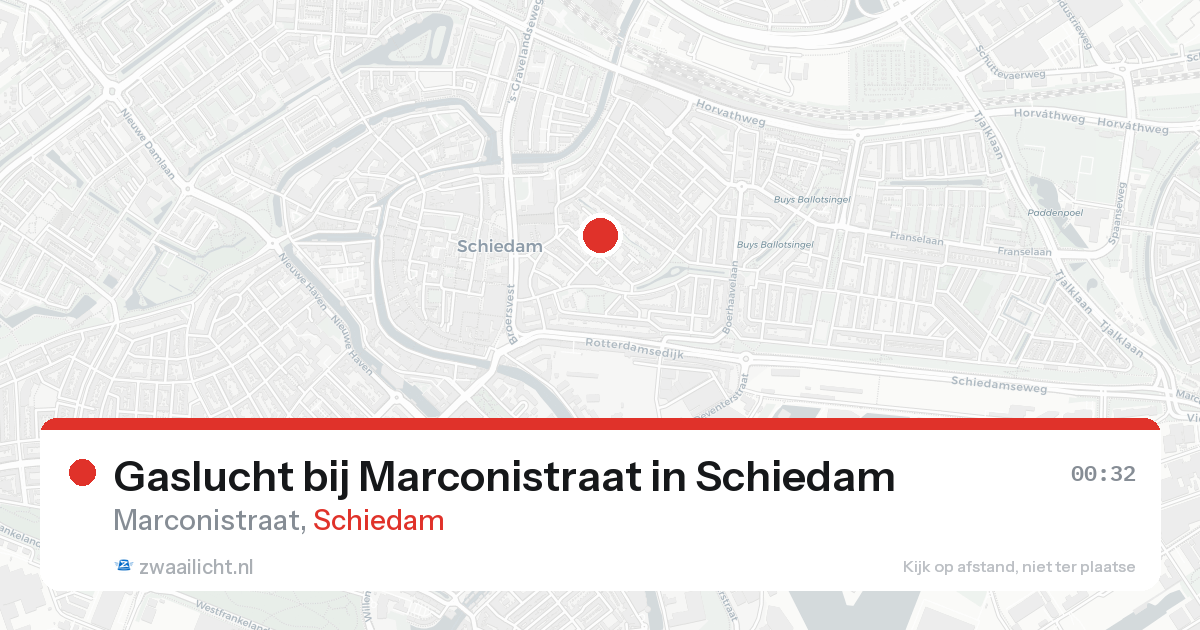 Gaslucht bij Marconistraat in Schiedam — 20 aug 2026