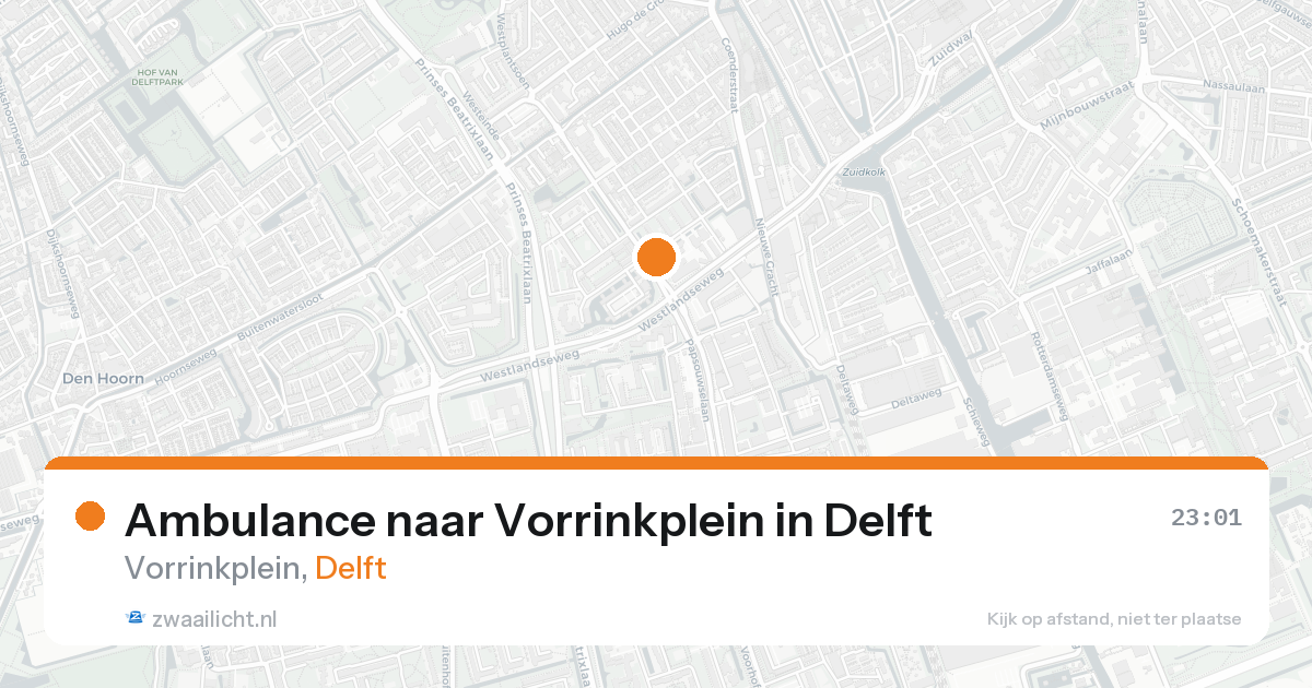 Ambulance naar Vorrinkplein in Delft — 16 aug 2026