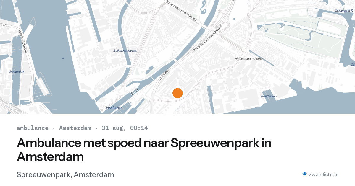 Ambulance met spoed naar Spreeuwenpark in Amsterdam — 31 aug 2026