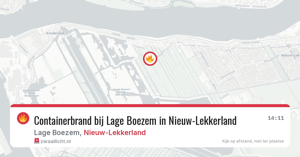 Containerbrand bij Lage Boezem in Nieuw-Lekkerland — 29 jan 2026