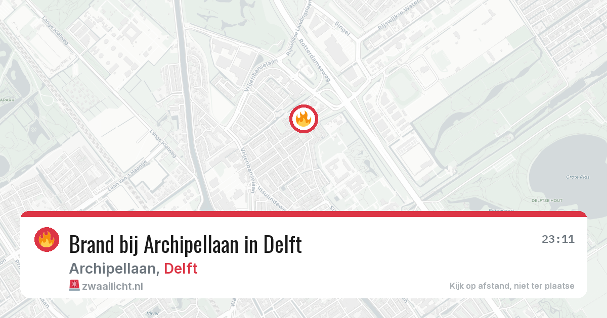 Brand bij Archipellaan in Delft — 27 jul 2026