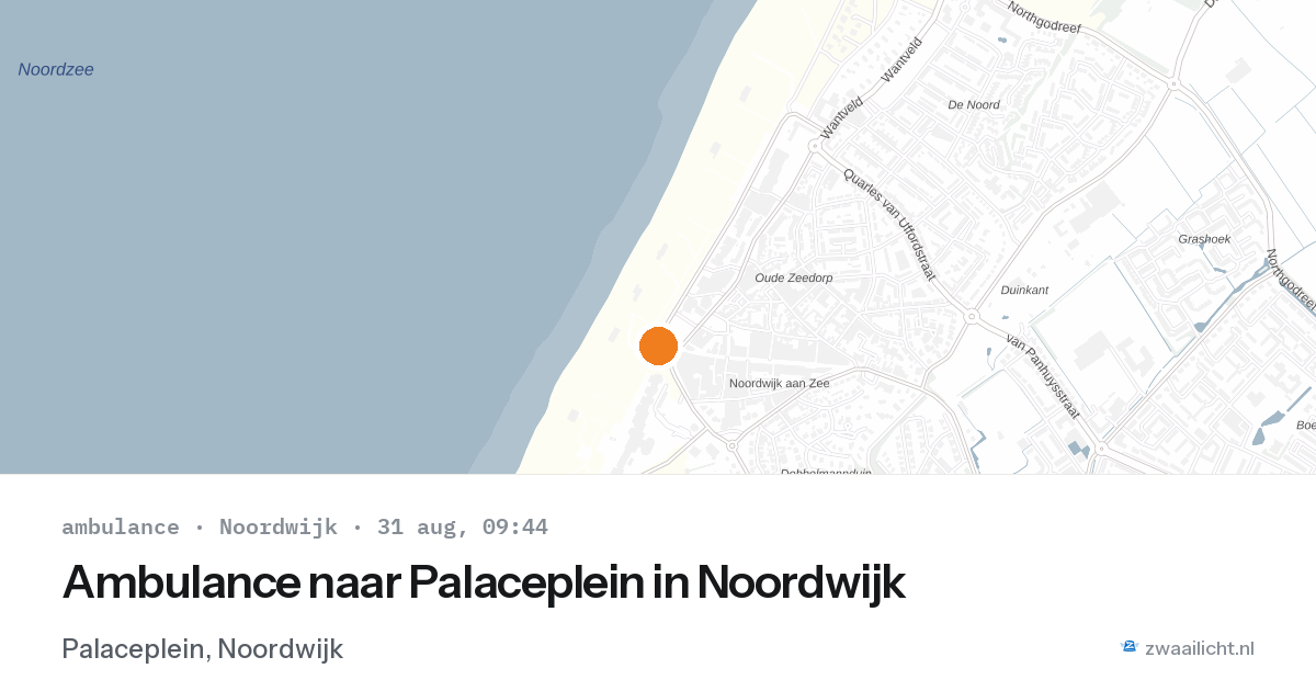 Ambulance naar Palaceplein in Noordwijk — 31 aug 2026