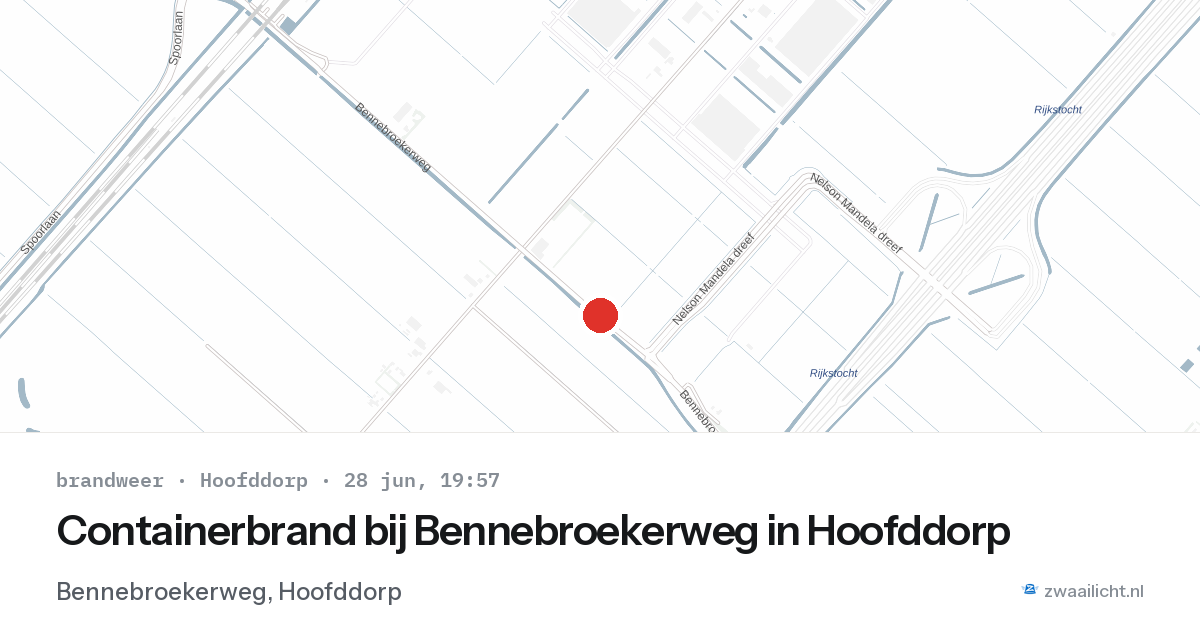 Containerbrand bij Bennebroekerweg in Hoofddorp — 28 jun 2026