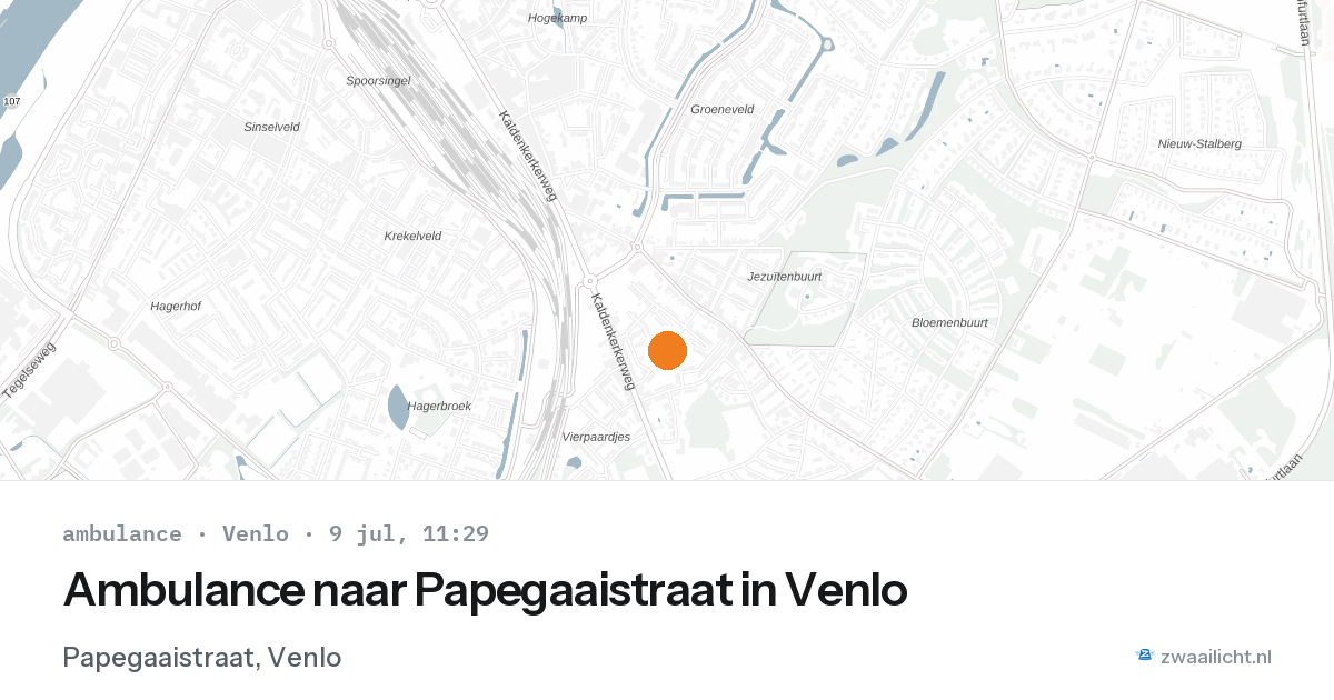 Ambulance naar Papegaaistraat in Venlo — 9 jul 2026