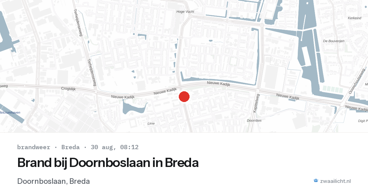 Brand bij Doornboslaan in Breda — 30 aug 2026