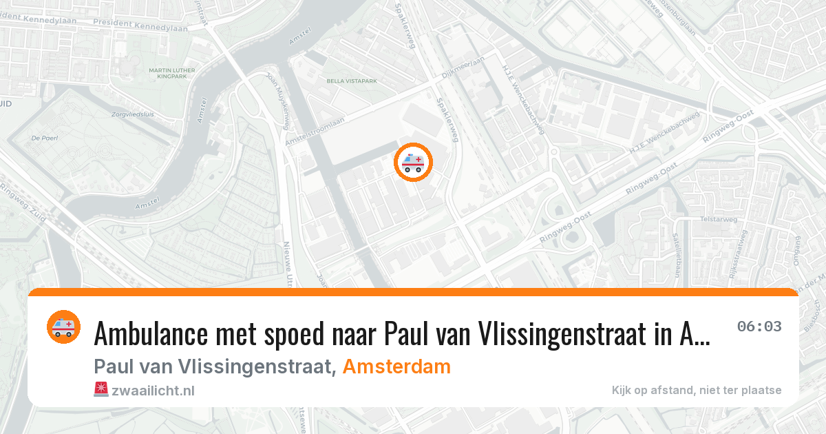 Ambulance met spoed naar Paul van Vlissingenstraat in Amsterdam — 15 aug 2026